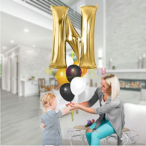 Wanna Party Alphabet N Gold Party Balloon (Gold) - Image 2