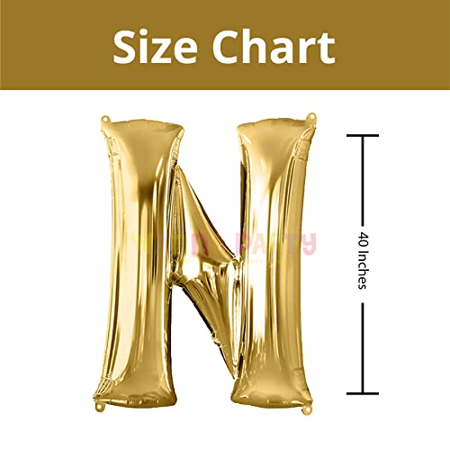 Wanna Party Alphabet N Gold Party Balloon (Gold) - Image 3