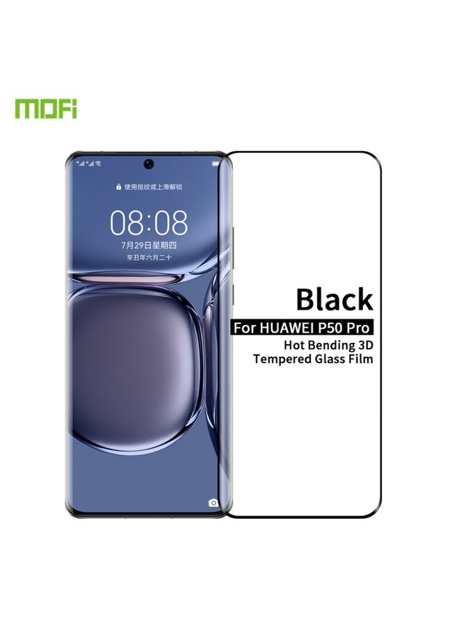 Screen Protector For Huawei P50 Pro MOFI 9H 3D Explosion Proof Thermal Bending Full Screen Covered Tempered Glass Film(Black)