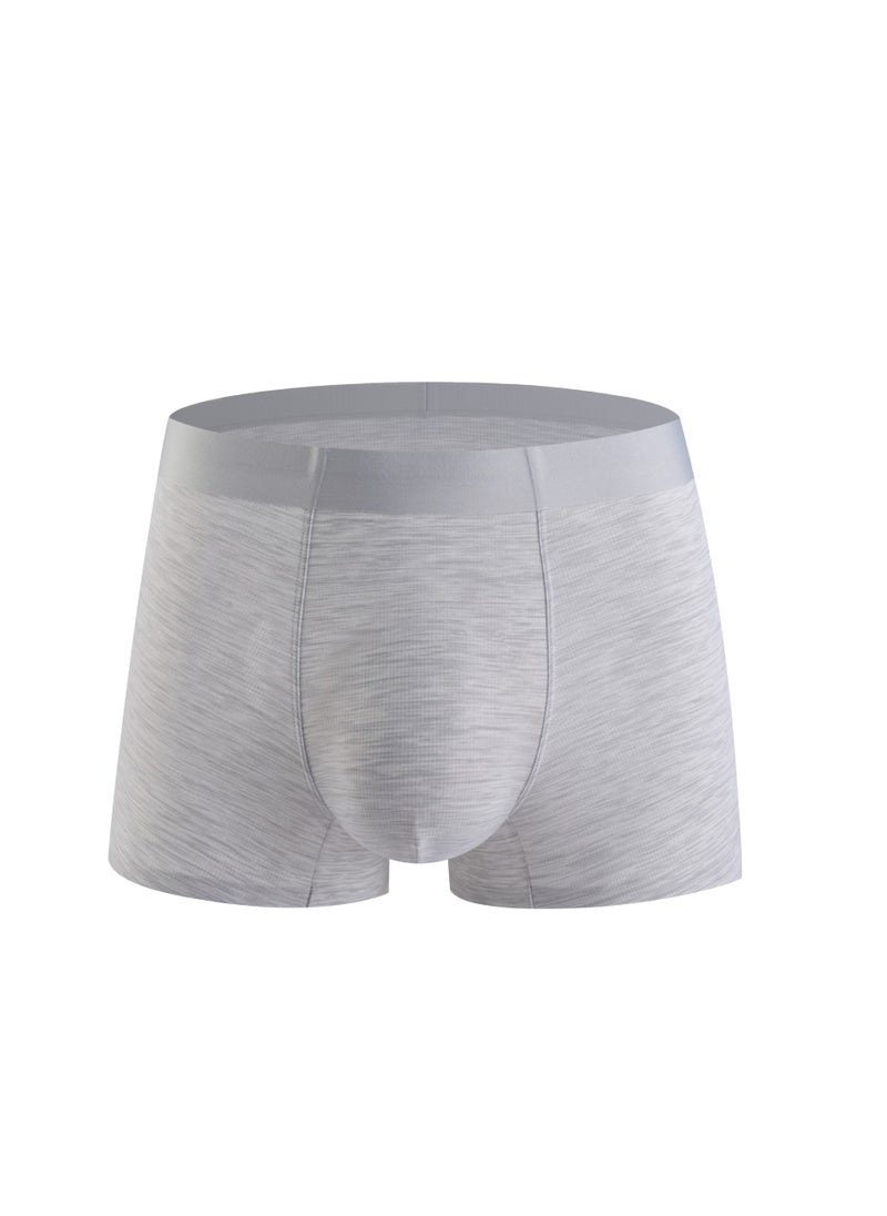 Generic - Summer Mens Ice Silk Boxer Shorts 2024 Thin Breathable Seamless Mid-waist Solid Color Shorts Mens Underwear Gentleman Grey - Image 1