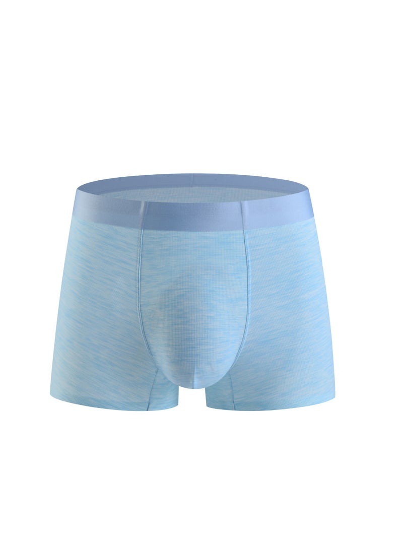 Generic - Summer Mens Ice Silk Boxer Shorts 2024 Thin Breathable Seamless Mid-waist Solid Color Shorts Mens Underwear Gentleman Grey - Image 1