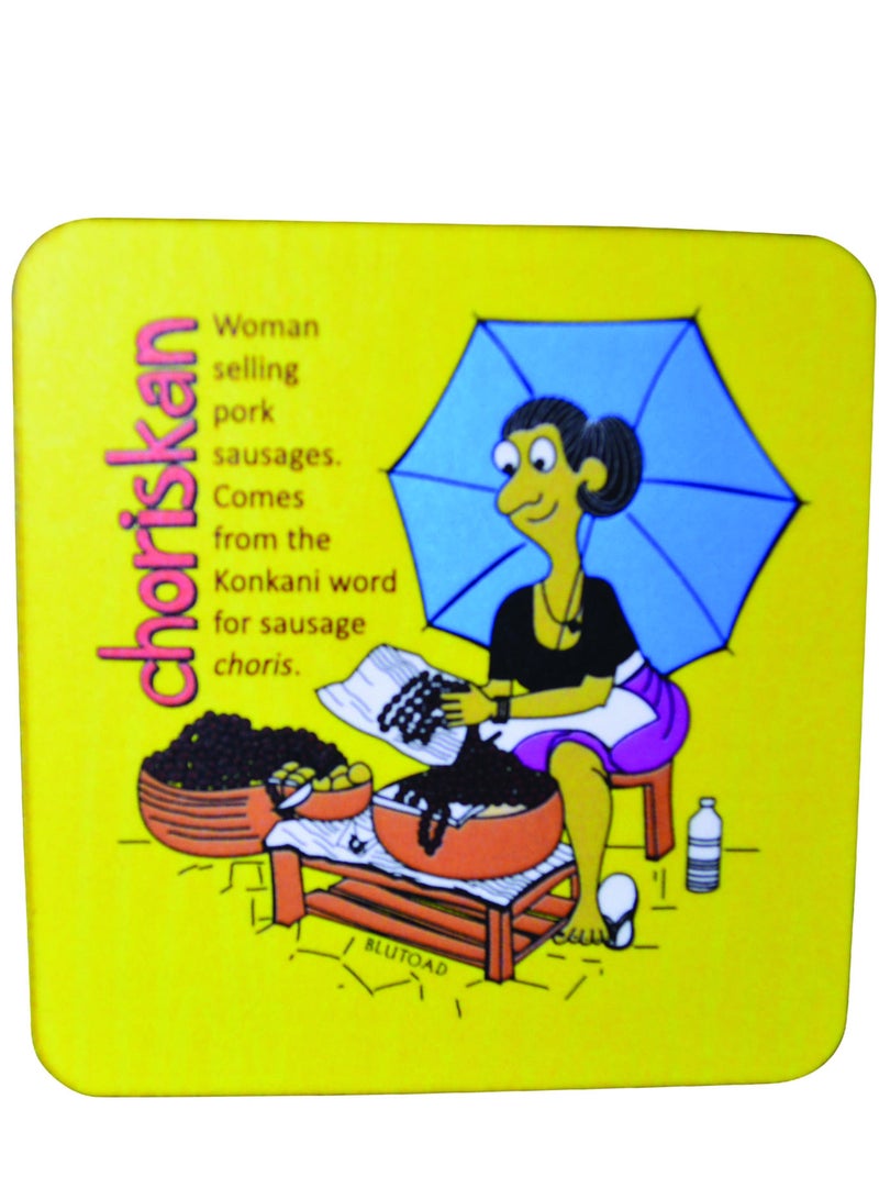 GOA2GULF Blutoad Coaster 90x90 mm MDF with Foam Base - Choriskan (Blue Umbrella) - Image 1