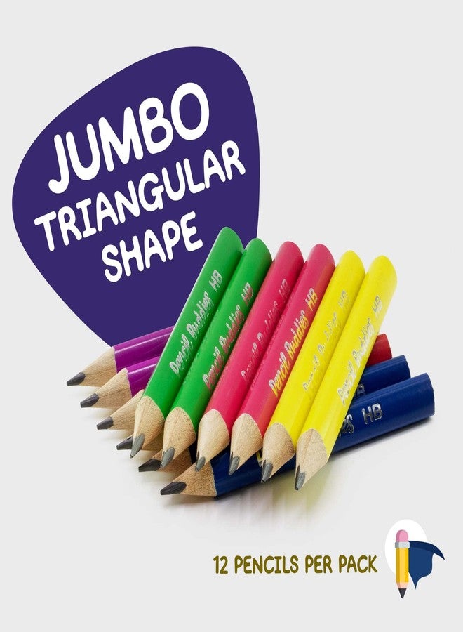 أصدقاء قلم الرصاص أقلام رصاص صغيرة جامبو للأطفال من Pencil Buddies، مناسبة لمرحلة ما قبل المدرسة ورياض الأطفال والأطفال الصغار والمبتدئين - 12 قلمًا سميكًا وممحاة واحدة، ومقبض مثلث، مقاس كبير (متعدد الألوان)، مجموعة من 14 قطعة، 57352 - Image 2