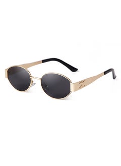 Retro Metal Frame Pilot Oval Sunglasses Women Men Brand Designer Vintage Round Sun Glasses Luxury 90s Green Lens Shades Male UV-Lenses Color:C4 GOLD GRAY-Ships From:United States-Frame Color:as picture