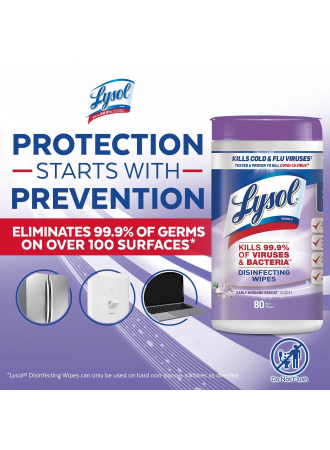 Lysol مناديل مطهرة من لايسول، مناديل تنظيف مضادة للبكتيريا متعددة الأسطح، للتعقيم والتنظيف، نسيم الصباح الباكر، 80 قطعة (عبوة واحدة) - Image 5