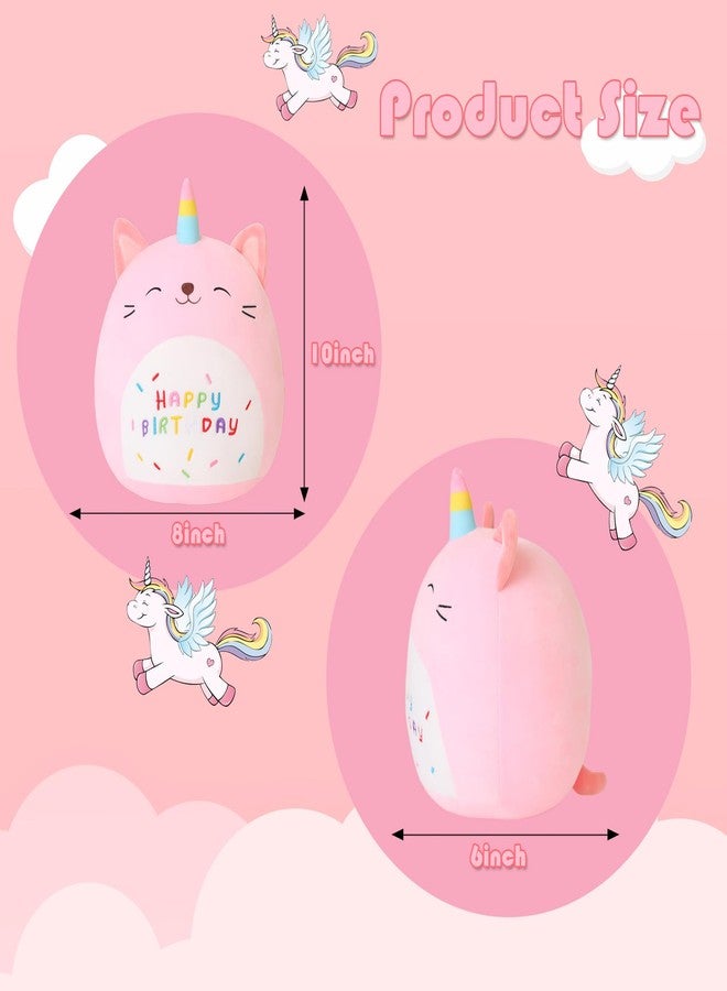 SQEQE Cat Plush Toy Unicorn Cat Stuffed Animal Cute Birthday Cat Plushies Pillow Soft Plushie Doll Gifts for Kid Decor(Pink Caticorn, 10 Inch) - Image 3