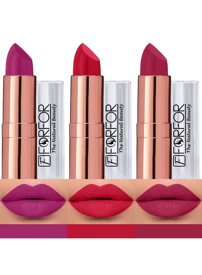 FORFOR Antique Velvet Matte Texture Smooth Finish Lipstick Gift set combo pack 3 for Women Enriched Shea Butter, Vitamin- E & Jojoba oil - Image 1