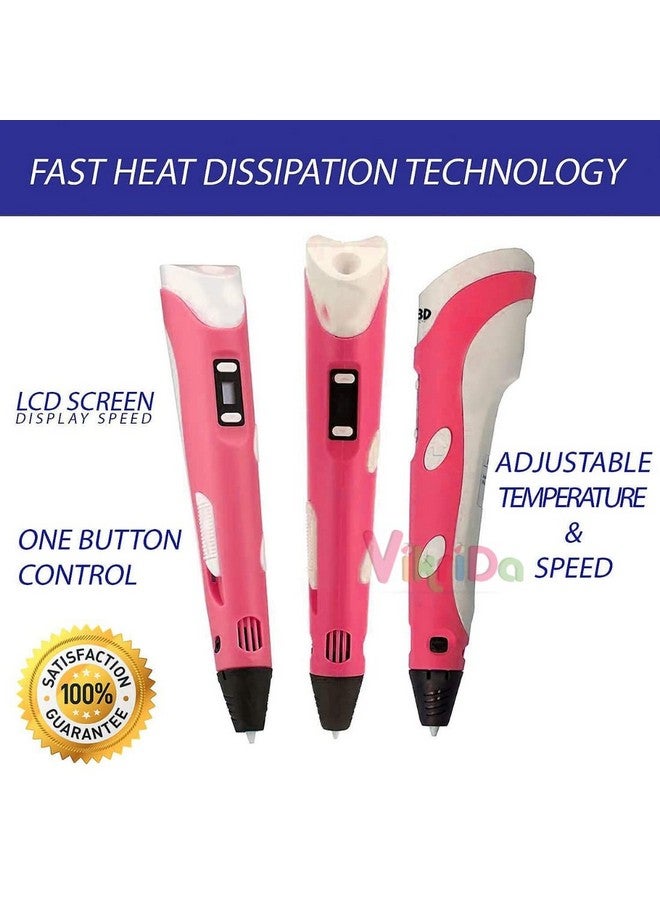 VikriDA Combo Set of 3D Pen, LCD Display with 10 Pcs 5 Metre +3 Pcs 5 Metre Different Color of Pla Filament Refills (1.75 Mm), Creative Modelling, Arts & Craft Kit - Multicolor, Kids - Image 4