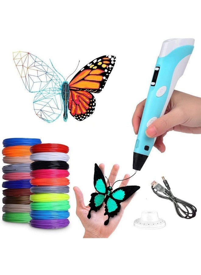 VikriDA Combo Set of 3D Pen, LCD Display with 10 Pcs 5 Metre +3 Pcs 5 Metre Different Color of Pla Filament Refills (1.75 Mm), Creative Modelling, Arts & Craft Kit - Multicolor, Kids - Image 1