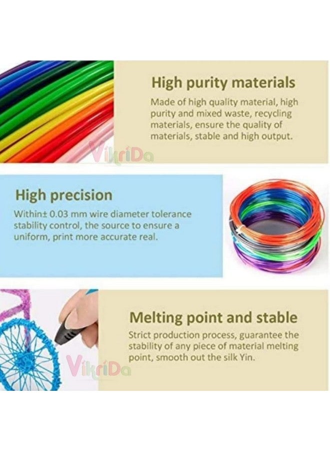 VikriDA Combo Set of 3D Pen, LCD Display with 10 Pcs 5 Metre +3 Pcs 5 Metre Different Color of Pla Filament Refills (1.75 Mm), Creative Modelling, Arts & Craft Kit - Multicolor, Kids - Image 2