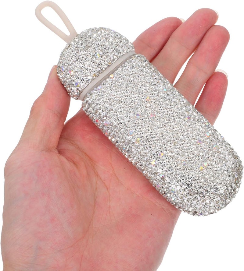 Portable Bling Pill Organizer with 3 Compartments, Waterproof Mini Travel Medicine Case, White Rhinestone Small Plastic Pill Box for Pocket and Outdoor Use - Image 3