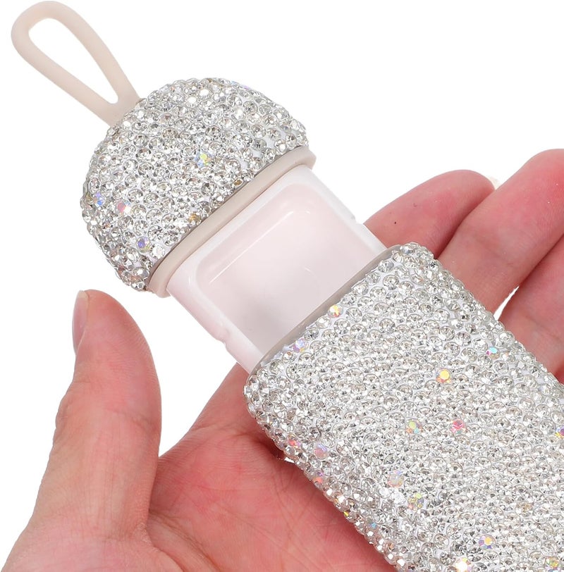 Portable Bling Pill Organizer with 3 Compartments, Waterproof Mini Travel Medicine Case, White Rhinestone Small Plastic Pill Box for Pocket and Outdoor Use - Image 2