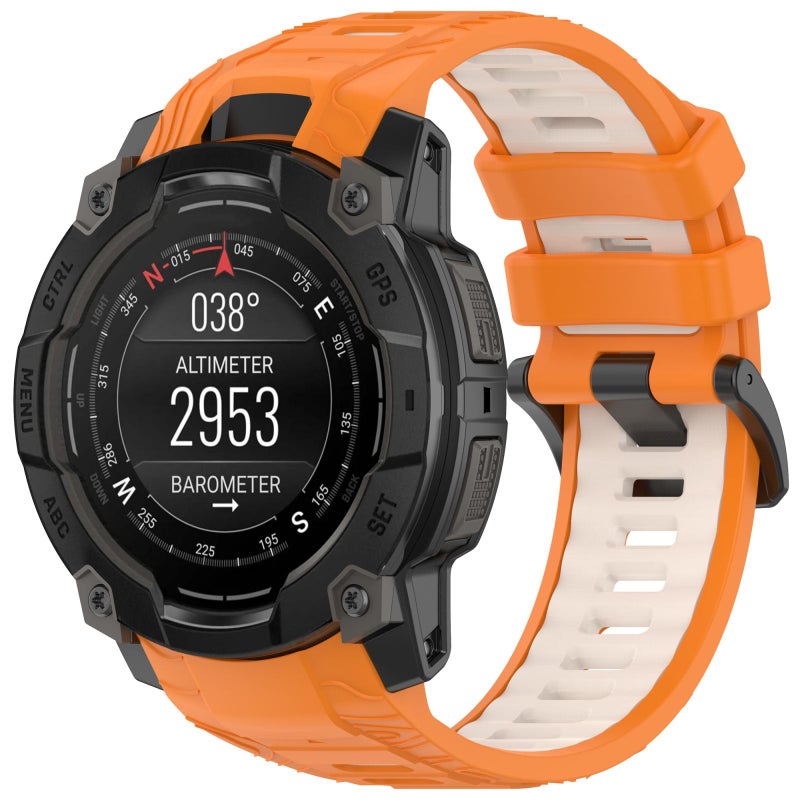 إيروريكس لساعة Garmin Instinct 3 Amoled / Solar 45Mm سوار ساعة رياضي من السيليكون بلونين (برتقالي + Starlight) - Image 1
