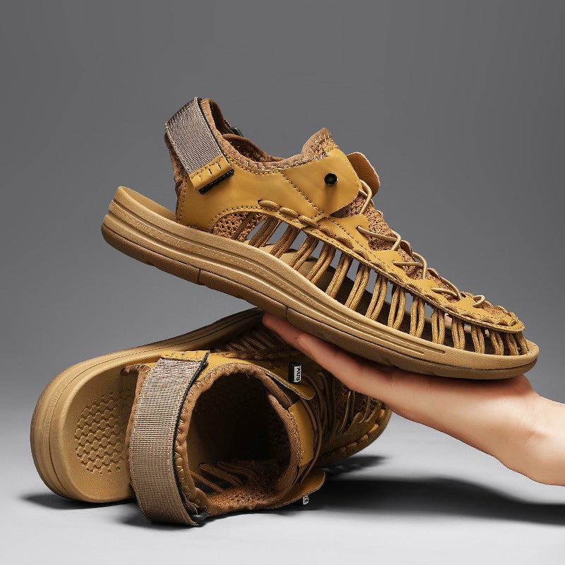 Large Size Hand-Woven Sandals For Men, Breathable Mesh Water Shoes, Outdoor Hiking Casual Beach Sandals - Image 2