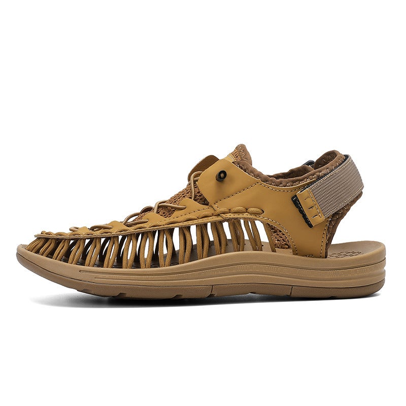 Large Size Hand-Woven Sandals For Men, Breathable Mesh Water Shoes, Outdoor Hiking Casual Beach Sandals - Image 1