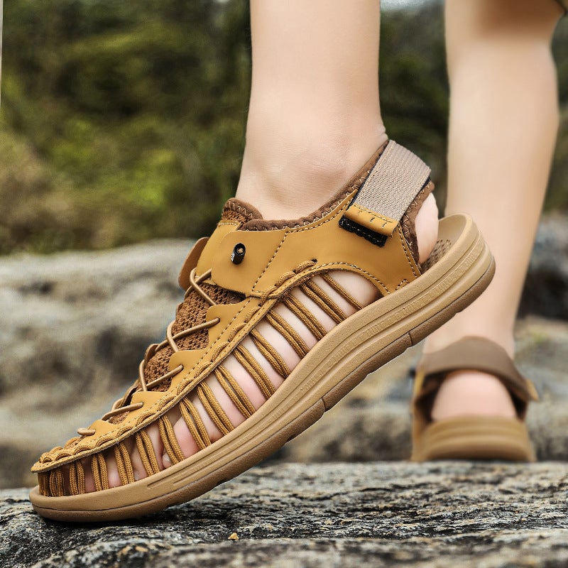 Large Size Hand-Woven Sandals For Men, Breathable Mesh Water Shoes, Outdoor Hiking Casual Beach Sandals - Image 4