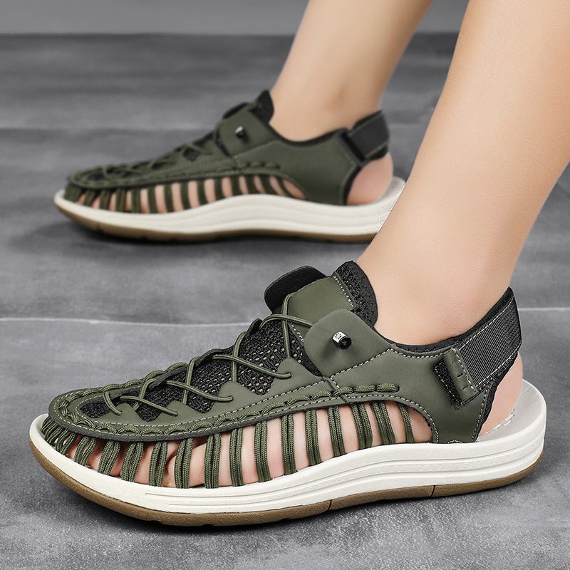 Large Size Hand-Woven Sandals For Men, Breathable Mesh Water Shoes, Outdoor Hiking Casual Beach Sandals - Image 5