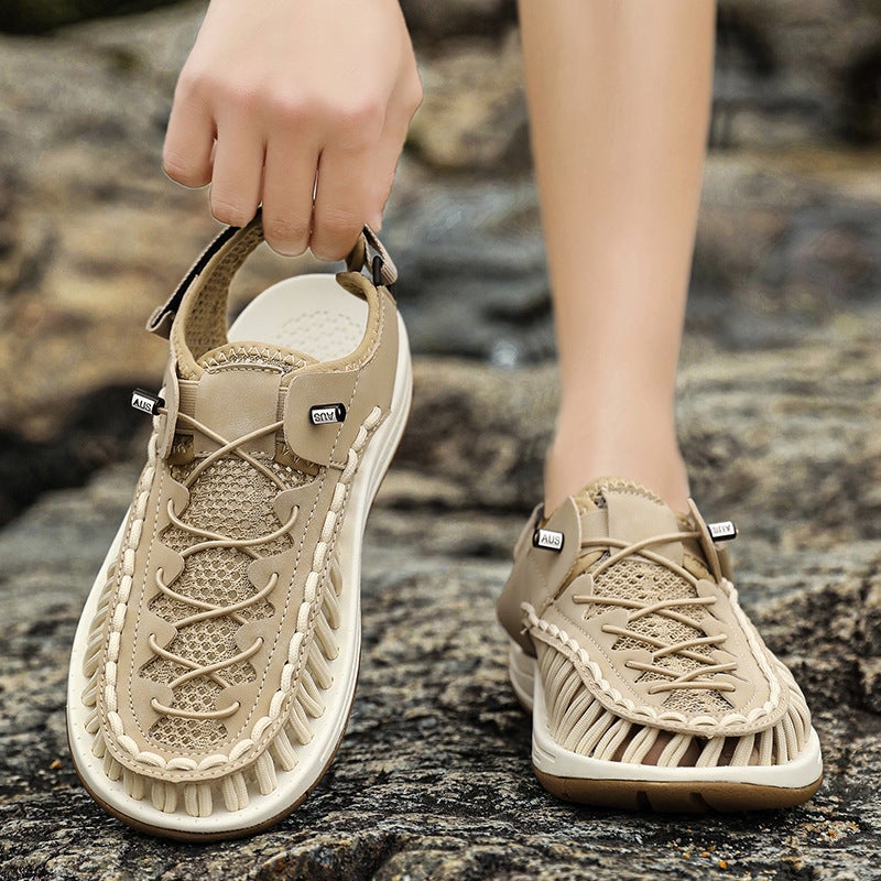 Large Size Hand-Woven Sandals For Men, Breathable Mesh Water Shoes, Outdoor Hiking Casual Beach Sandals - Image 3
