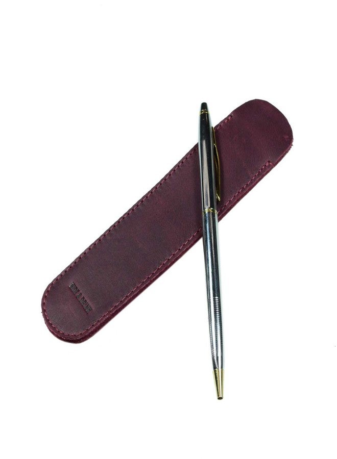 Hide & Drink, Leather Vintage Pen Sleeve, Office & School Essentials, Bookworm Accessories, Handmade :: Sangria - Image 1