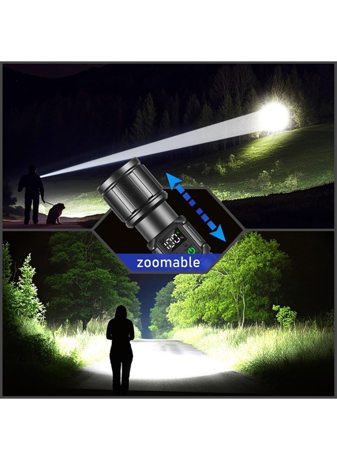 سعيد مصباح يدوي للتخييم | 9 أوضاع إضاءة عالية اللومن، مقاوم للماء والصدمات | مصباح LED 30 واط قابل للتكبير والتصغير حتى 1500 متر، ملحق تخييم | بطارية قابلة لإعادة الشحن تدوم حتى 10 ساعات | قاعدة مغناطيسية مع ضوء جانبي COB متعدد الاستخدامات - Image 3