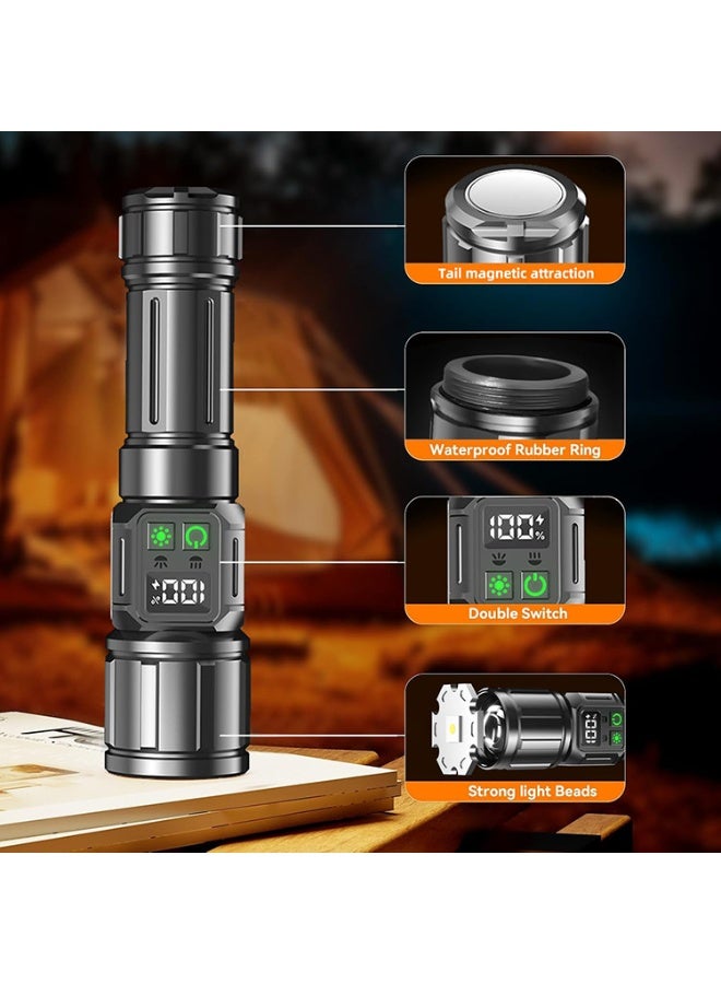 سعيد مصباح يدوي للتخييم | 9 أوضاع إضاءة عالية اللومن، مقاوم للماء والصدمات | مصباح LED 30 واط قابل للتكبير والتصغير حتى 1500 متر، ملحق تخييم | بطارية قابلة لإعادة الشحن تدوم حتى 10 ساعات | قاعدة مغناطيسية مع ضوء جانبي COB متعدد الاستخدامات - Image 2