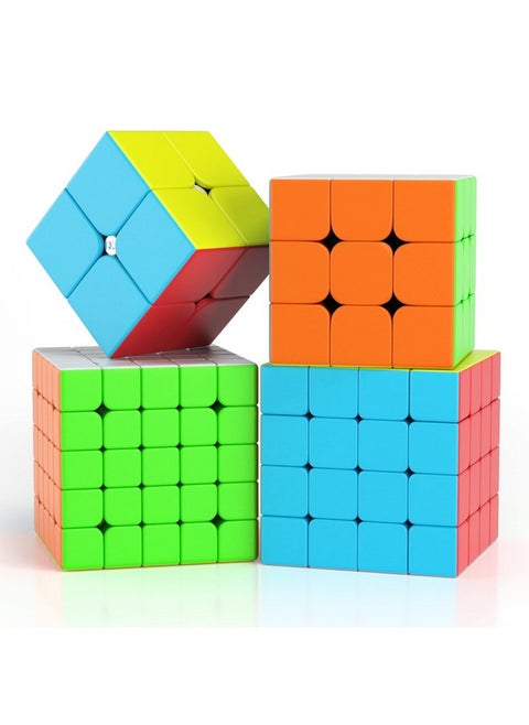 Vdealen Speed Cube Set, 2x2 3x3 4x4 5x5 Stickerless Speed Cube Bundle- Bright Magic Cube Pack, Smooth Cube Puzzle with Gift Packing Games Toy