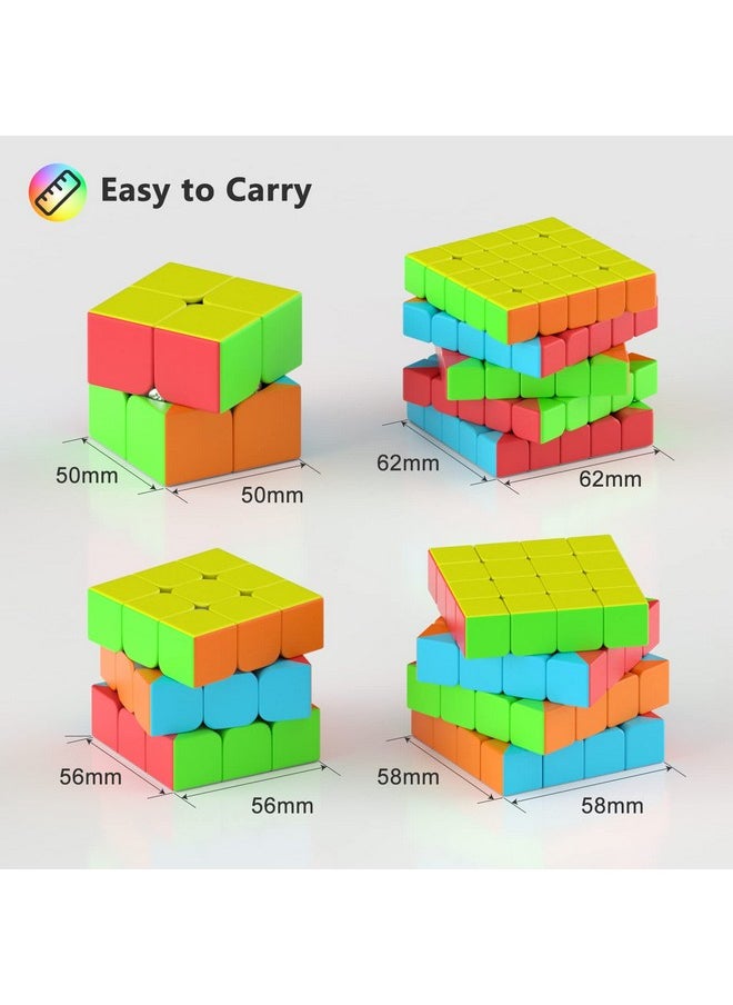 Vdealen Speed Cube Set, 2x2 3x3 4x4 5x5 Stickerless Speed Cube Bundle- Bright Magic Cube Pack, Smooth Cube Puzzle with Gift Packing Games Toy