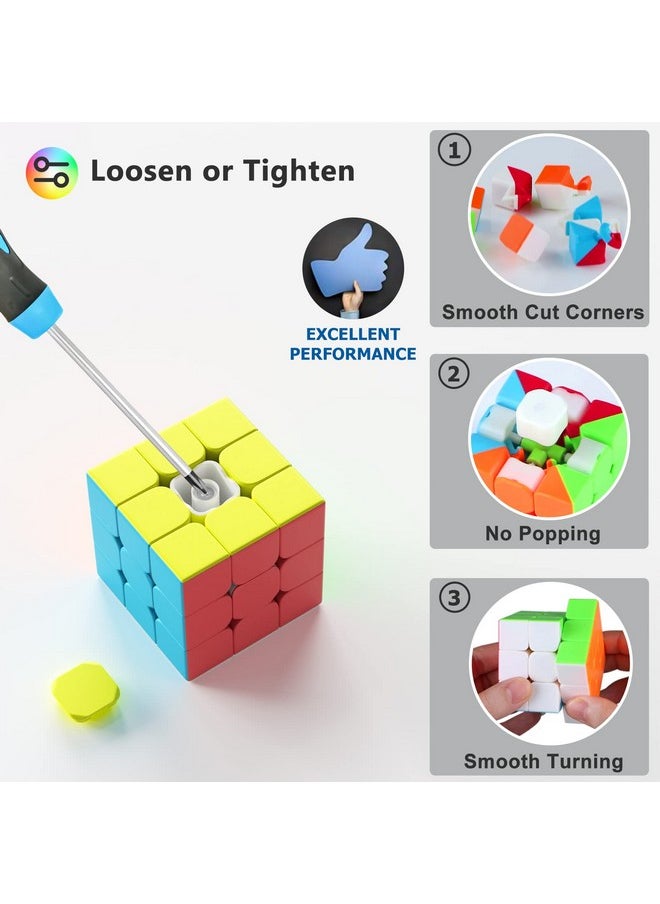 Vdealen Speed Cube Set, 2x2 3x3 4x4 5x5 Stickerless Speed Cube Bundle- Bright Magic Cube Pack, Smooth Cube Puzzle with Gift Packing Games Toy