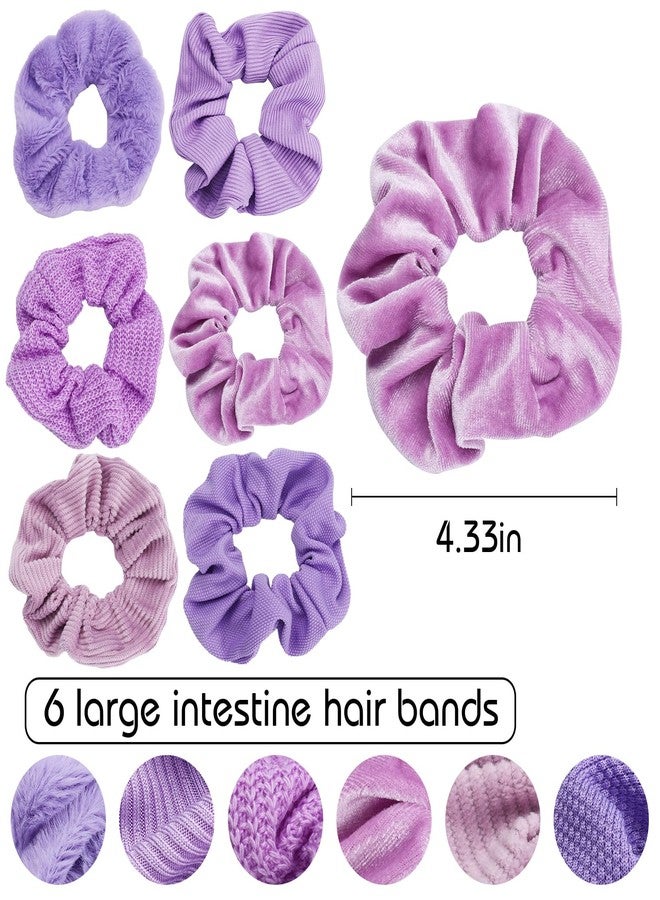 TUCEWP Scrunchies for Women Girls 6Pcs Purple Velvet Scrunchies for Thick Hair Ultra Textured Soft Corduroy Scrunchy Hair Ties Lavender Elastic Hair Bands Ponytail Holders Bulk Cute Hair Accessories - Image 2