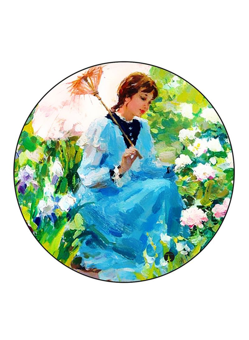 RKN Girl Printed Mouse Pad Round  Multicolour