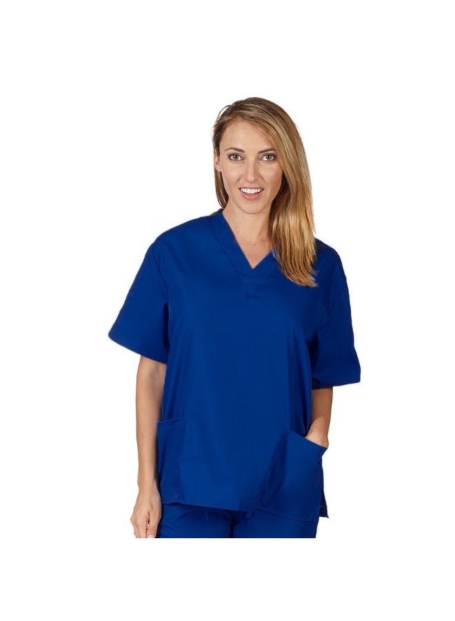 Loquat Womens Medical Scrubs Single Top Medical Uniform Single Printed Top Blue - Image 1