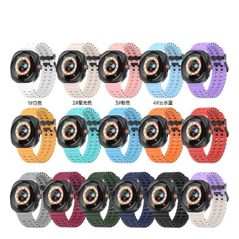 سوار ساعة ذكية رياضي من السيليكون متوافق باللون أبيض قابل للتعديل مع Samsung Galaxy Watch 7 بملاءمة قابلة للتعديل وحزام ناعم للاستبدال اليومي - Image 1