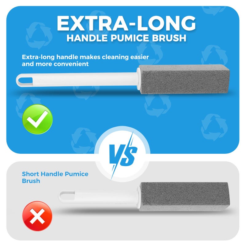 3 Pack Pumice Stone for Cleaning Gas Stove Grates & Top, Extra Long Handle Cleaner Pumice Stone for Oven, with 3 Replacement Heads - Image 3