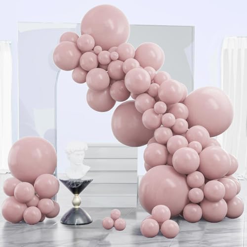 PartyWoo Dusty Pink Balloons 140pcs Different Sizes of 18 12 10 5 Inch Boho Blush Pink Latex Helium Balloons for Birthday Baby Shower Graduation Anniversary Bachelorette Party Decorations Pink-F54 - Image 1