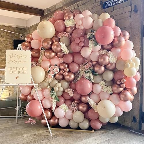 PartyWoo Dusty Pink Balloons 140pcs Different Sizes of 18 12 10 5 Inch Boho Blush Pink Latex Helium Balloons for Birthday Baby Shower Graduation Anniversary Bachelorette Party Decorations Pink-F54 - Image 5