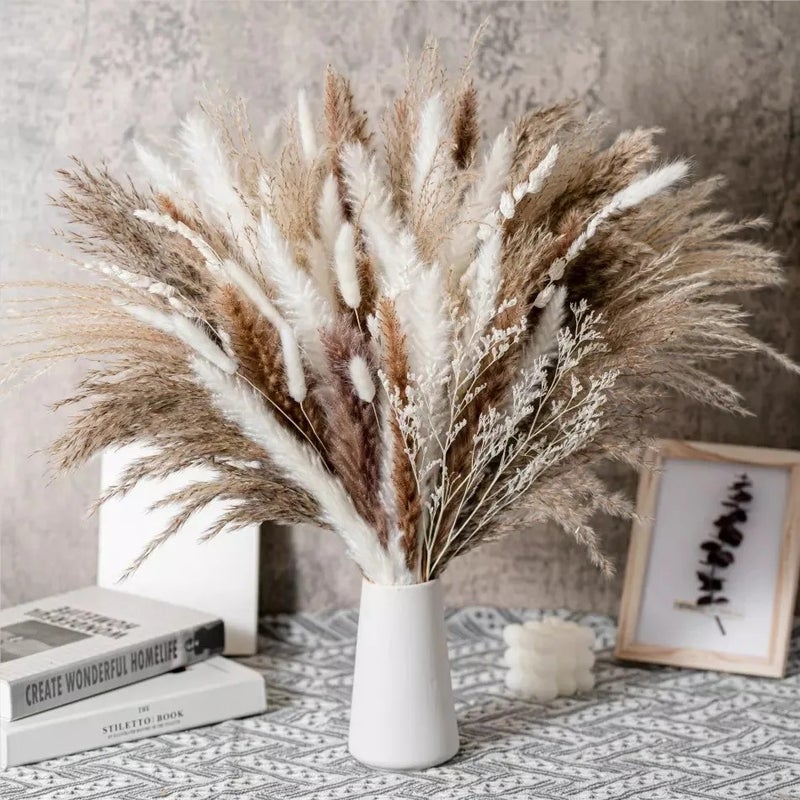 Bluejw G36 Wedding Decor Pampas Grass Bouquet - Boho Dried Flowers Mix with Bunny Tails & Natural Dried Plants for Christmas Home Decor - Image 4