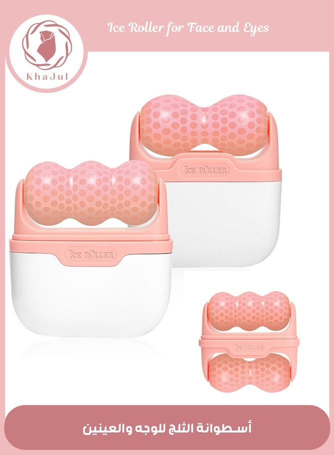 KHAJUL 2 In 1 Ice Roller For Face And Eyes - Facial Skin Care Tool With  Roller And Travel Case (Pink) - Image 1