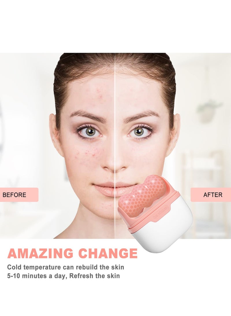 KHAJUL 2 In 1 Ice Roller For Face And Eyes - Facial Skin Care Tool With  Roller And Travel Case (Pink) - Image 4