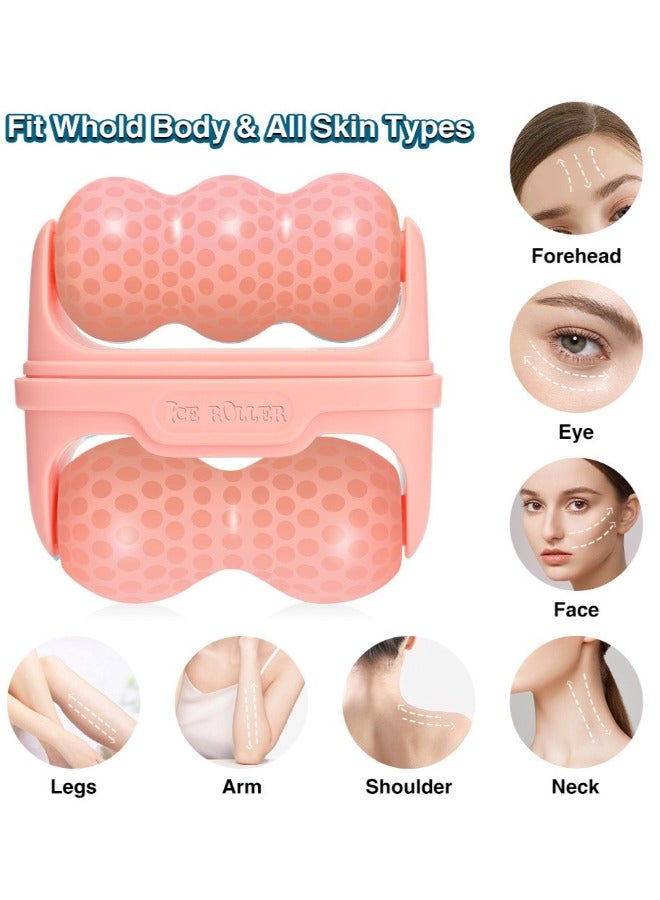 KHAJUL 2 In 1 Ice Roller For Face And Eyes - Facial Skin Care Tool With  Roller And Travel Case (Pink) - Image 3