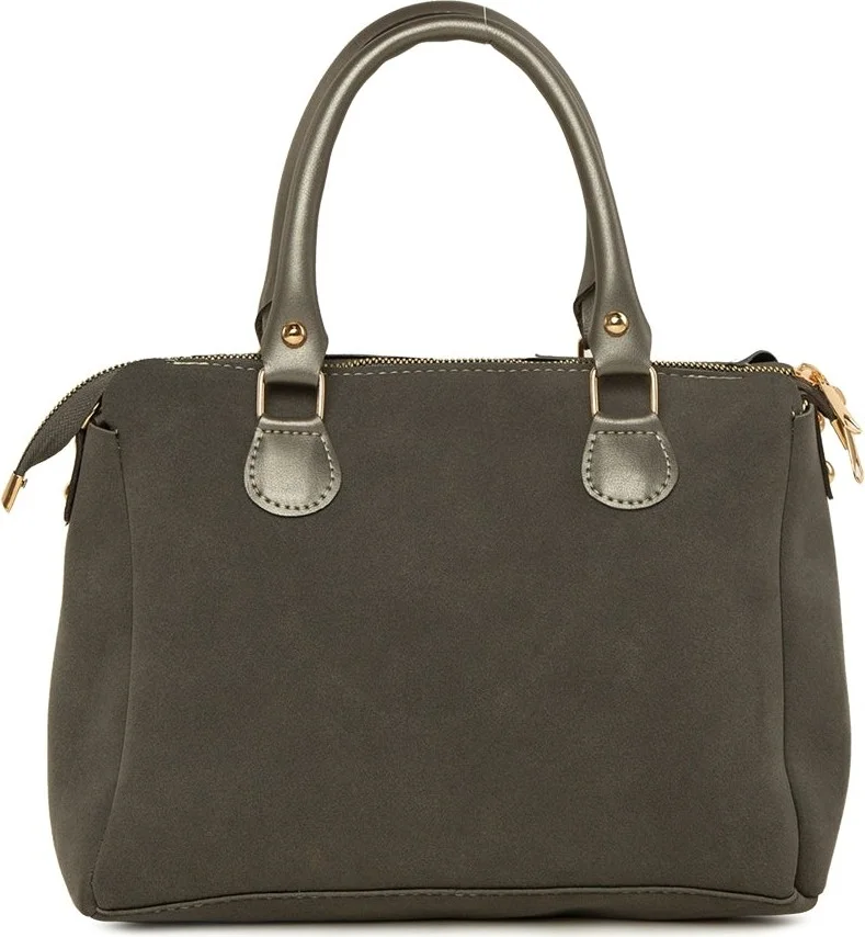 Bagmori Gray Gray Vertical Double Zipper Nubuck Bag for Women | Best Price UAE