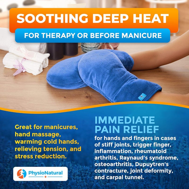 PhysioNatural Microwavable Therapy Mittens with Flaxseed – Moist Heat Therapy Relief for Hands and Fingers in Cases of Stiff Joints, Trigger Finger, Inflammation, Raynaud's, Carpal Tunnel – Natural Unscented Gloves - Image 5