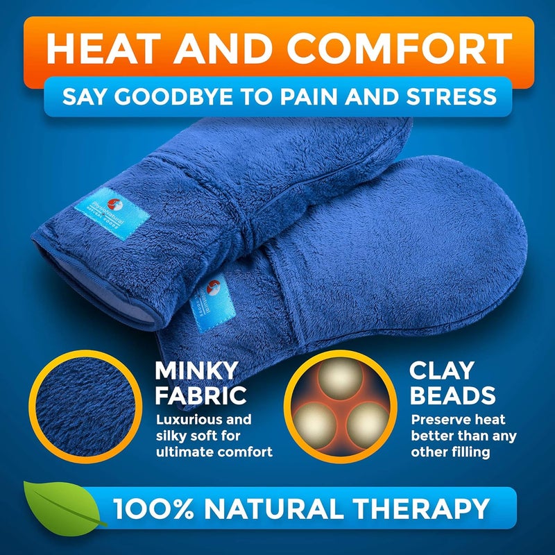 PhysioNatural Microwavable Therapy Mittens with Flaxseed – Moist Heat Therapy Relief for Hands and Fingers in Cases of Stiff Joints, Trigger Finger, Inflammation, Raynaud's, Carpal Tunnel – Natural Unscented Gloves - Image 3