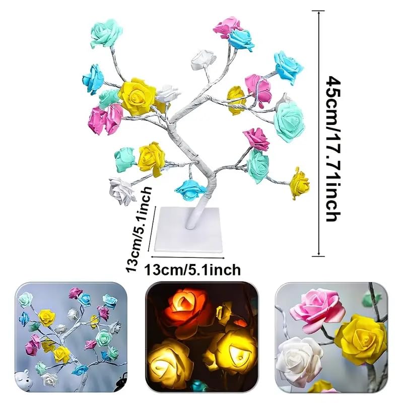 Rasikvar LED Tabletop Bonsai Tree Light DIY Artificial Light Tree Lamp Decoration Festival Holiday BatteryUSB Operated Multicolor Rose Lamp Plastic Pack of 1 - Image 4