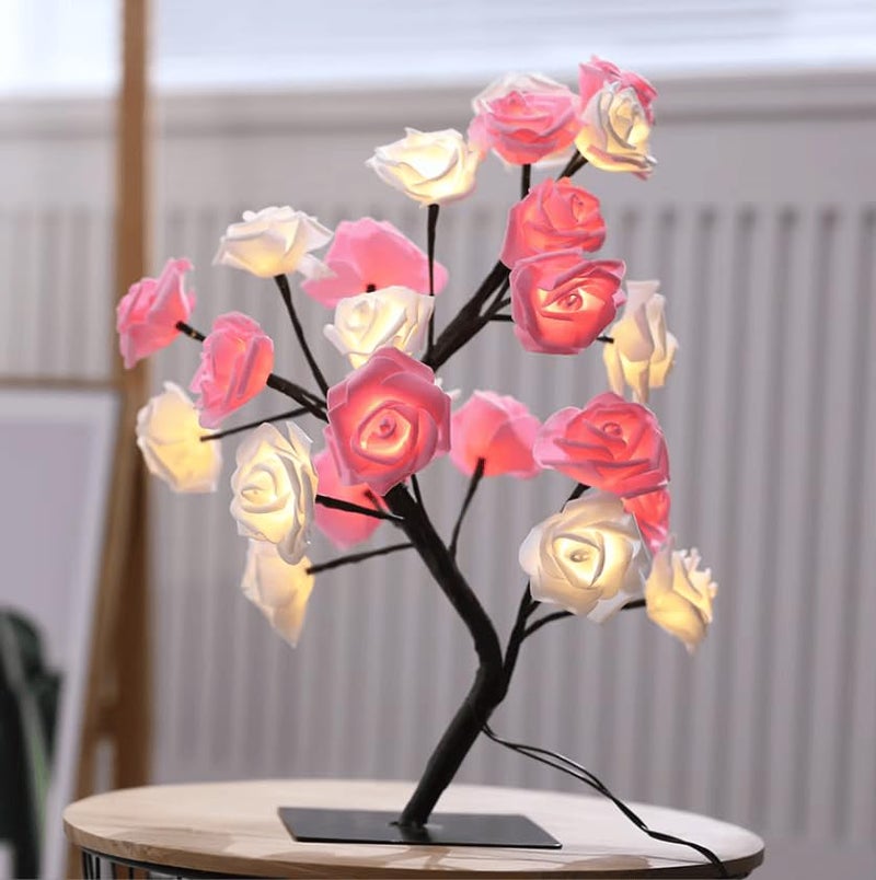 Rasikvar LED Tabletop Bonsai Tree Light DIY Artificial Light Tree Lamp Decoration Festival Holiday BatteryUSB Operated Multicolor Rose Lamp Plastic Pack of 1 - Image 2
