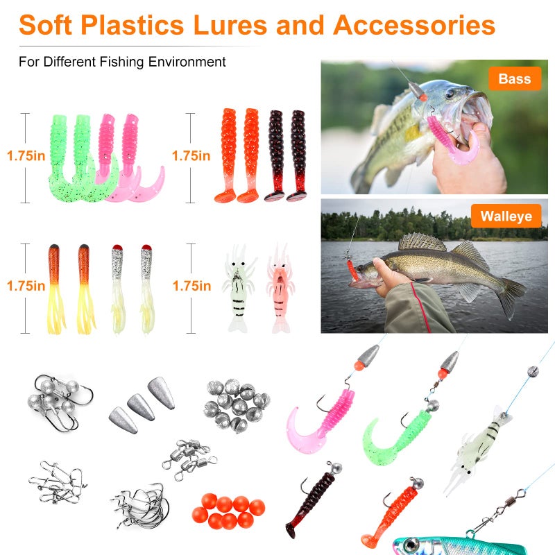 TCMBY Fishing Lures Bait Tackle Kit Set for Freshwater Trout Bass Fishing, Including Accessories, Fishing Tackle Box, Crankbait, Spoon, Hooks, Fishing Gear and Equipment for Starter Beginner. - Image 5