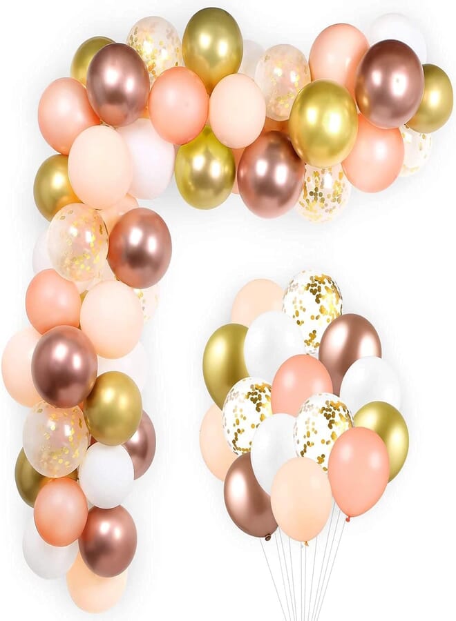 Secret Rose Gold Balloons Metallic Chrome, 60 Count 12 Inch Balloon Garland Arch Kit Confetti Balloons Latex Balloons for Birthday Baby Shower Wedding Party Decoration