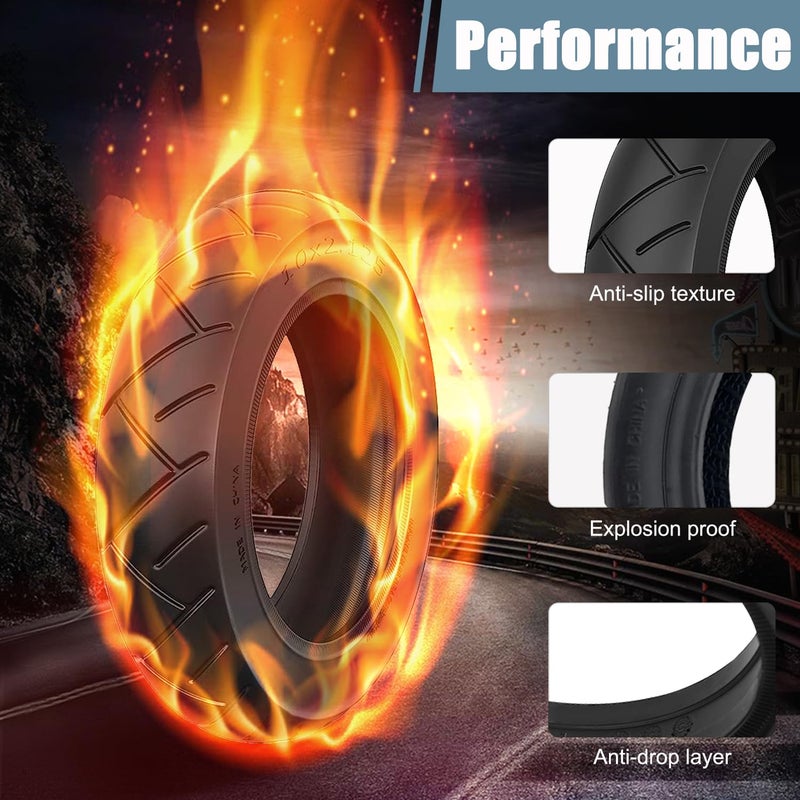 Cooryda 10X2.125 Tire And Inner Tube 10X2.125 Inner Tube For Electric Scooter Tire Replacement Wheels With 0 Valve Stem For 10Inch Tires With 6Inch Rims(1 Inner+1 Outer) - Image 2