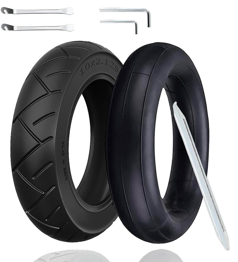 Cooryda 10X2.125 Tire And Inner Tube 10X2.125 Inner Tube For Electric Scooter Tire Replacement Wheels With 0 Valve Stem For 10Inch Tires With 6Inch Rims(1 Inner+1 Outer) - Image 1