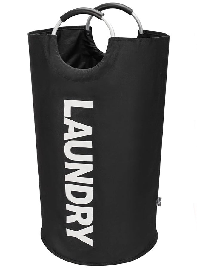 90L Large Laundry Basket, Collapsible Laundry Bag, Freestanding Tall Clothes Hamper, Foldable Washing Bin (Black) - Image 1