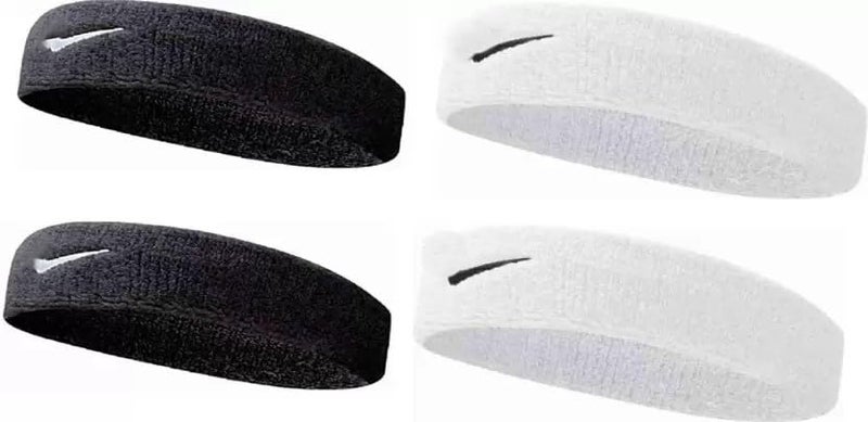 STEFFER Gym Headband for Men and Women - Sports Headband for Workout & Running, Breathable, Non-Slip Sweat Head Bands for Long Hair (Black & White) - Image 1